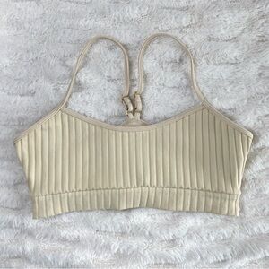Montce Women's Bikini Top Wide Rib Racerback Beige Size Large